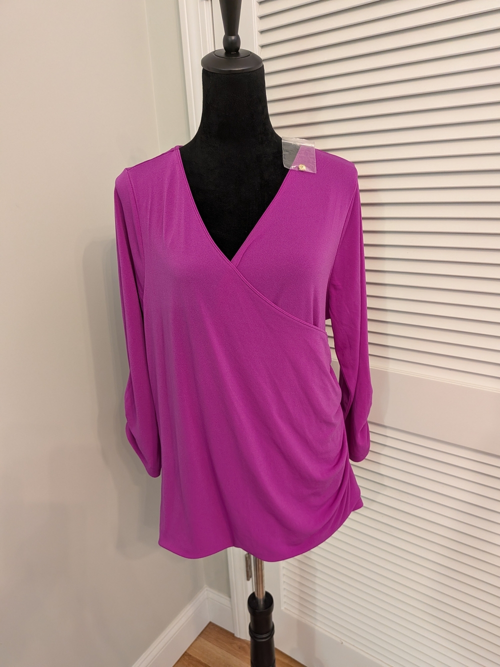 OK#1: Lane Bryant Women's Magenta Faux-Wrap Long Sleeve Top Size 18/20